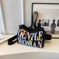 Black Printed Letters Boston Canvas Bag