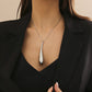 Exaggerated Style Water Drop Shaped Large Pendant Silver Necklace