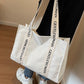 off-white Corduroy Bag Malaking Kapasidad Tote Shoulder Bag