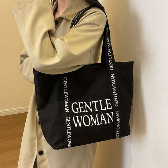 Black Large Canvas Shoulder Bag