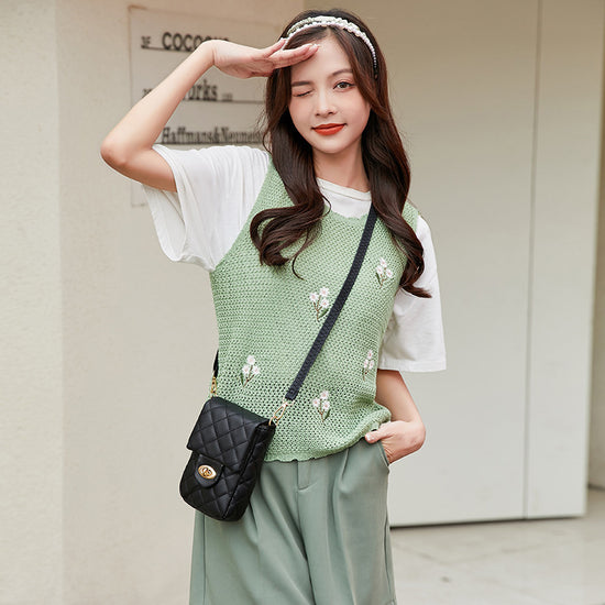 Embroidered Mobile Phone Crossbody Bag