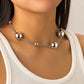 Chic Silver Tone Ball Chain Choker Necklace