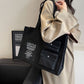 Black Multi-Pocket Large Canvas Bag