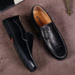 Mens Black Casual Leather Fashion Slip-on Loafers