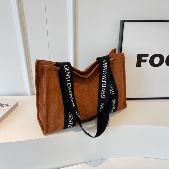 Brown New Corduroy Bag Large Capacity Tote Shoulder Bag