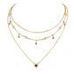 Gold Multi-Layered Five-Pointed Star Water Drop Pendant Retro Necklace Clavicle Chain