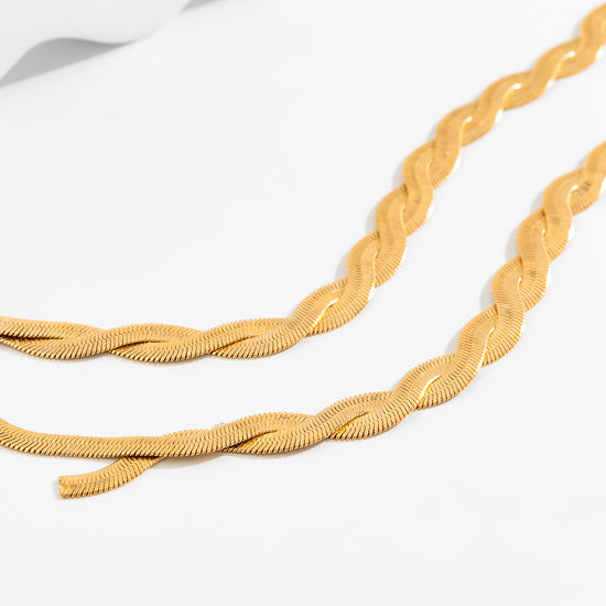 Twisted Metal Chain Necklace for Women , Gold Long Chain