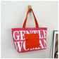 Large Capacity Canvas Shoulder Bag Rose Red