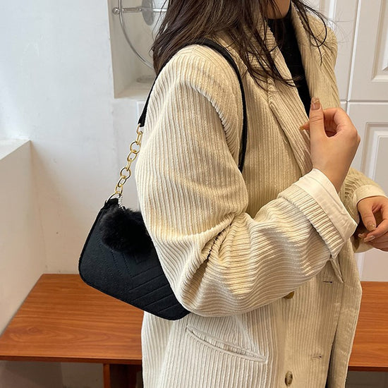 Shoulder Bag with Pompom