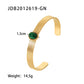 Gold Plated Green Gem Studded Waterproof Open Bangle