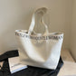 Trendy Large size Canvas tote Bag off-white