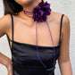 Wax Thread Ribbon Tassel Rose Necklace