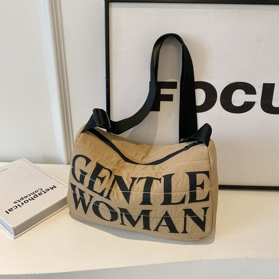 Printed Letters Boston Bag Khaki