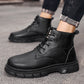 Black Trendy Durable High Top Hiking Boots for Men