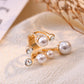 Diamond Geometric Exaggerated Malaking Pearl Irregular Opening Ring index Finger Ring