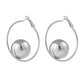 Silver Big Bead Huggie Hoop Earrings