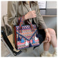 Ethnic Style Fringe Handbag, Bohemian Tassel Tote Bag, Geometric Pattern Shoulder Bag