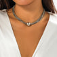 Silver Ball Twisted Chain Necklace 8 Layers