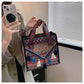 Ethnic Style Fringe Handbag, Bohemian Tassel Tote Bag, Geometric Pattern Shoulder Bag