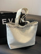 Trendy Large size Canvas tote Bag off-white