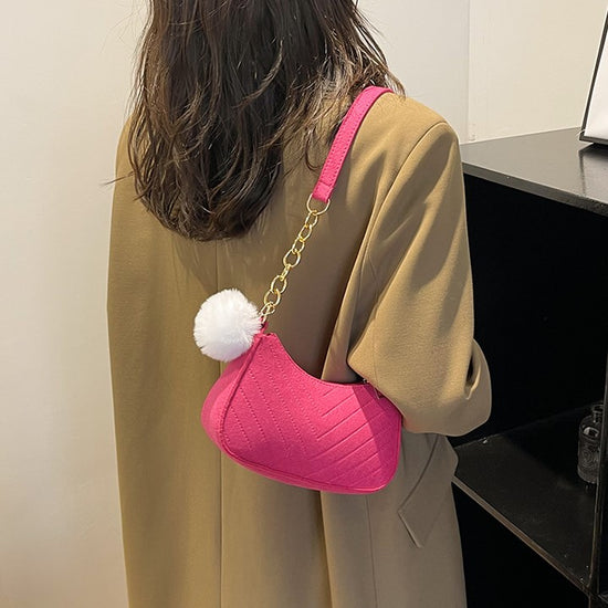 Shoulder Bag with Pompom