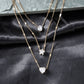 Gold Multi-Layered Five-Pointed Star Love Water Drop Pendant Retro Necklace Clavicle Chain