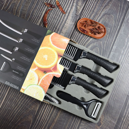 Knife Stainless Steel Pattern Knife Set Wave Pattern 6 Piece Knife Set Kitchen