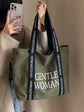 Large Canvas Shoulder Bag in Green color