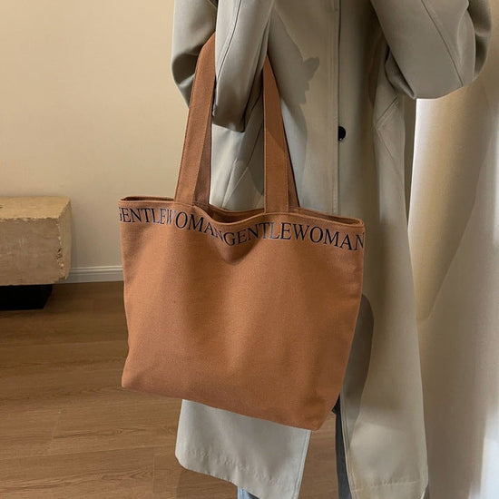 Brown Trendy Large size Canvas tote Bag