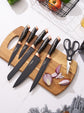 7pcs Kitchen Chef Knife Set Stainless Steel Carving Cheese Pizza Black Marble Coating Knife with Holder