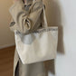 Trendy Large size Canvas tote Bag off-white