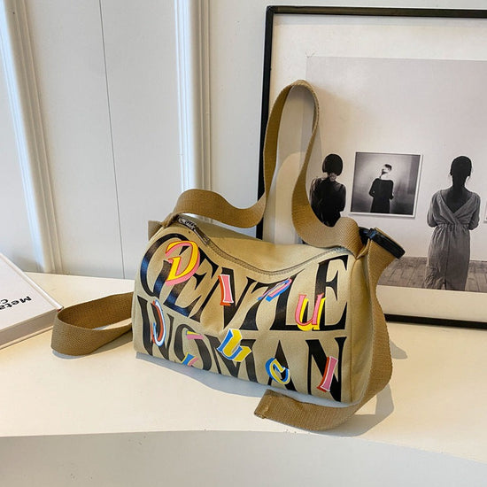 Printed Letters Boston Canvas Bag