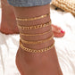 Trendy Gold Anklet 5 Piece Set