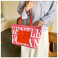 Large Capacity Canvas Shoulder Bag Rose Red