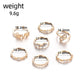 Gold Combination Ring Love Dot Diamond 7-piece Set Ring