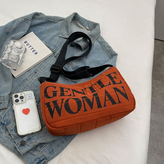 Printed Letters Boston Bag