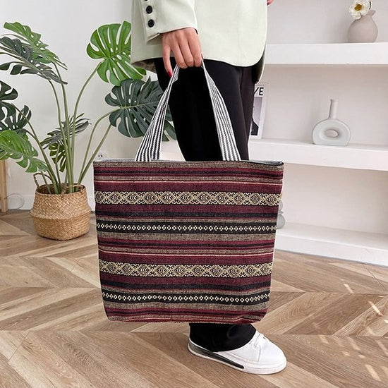 Vintage Ethnic Style Tote Bag, Retro Large Capacity Shoulder Bag