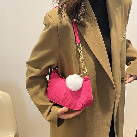 Shoulder Bag with Pompom