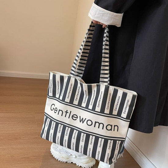 Large Canvas Tote Bag with Zipper Closure