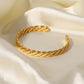 Cuff Bangle Stainless Steel 18k Gold Plated Wheat Shaped