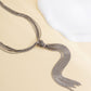 Silver Y-Shaped Long Snake Bone Chain Necklace, Luxury Design Plain Chain Tassel Necklace