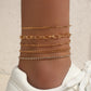 Trendy Gold Anklet 5 Piece Set