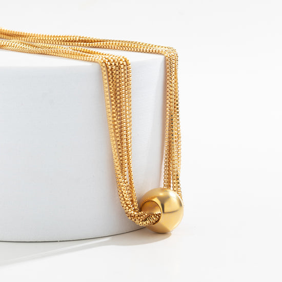 Golden Ball Twisted Chain Necklace 12 Layers