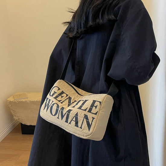 Printed Letters Boston Bag Khaki