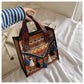 Ethnic Style Fringe Handbag, Bohemian Tassel Tote Bag, Geometric Pattern Shoulder Bag