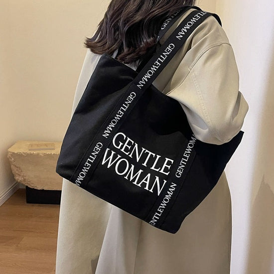 Black Large Canvas Shoulder Bag