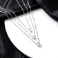 Silver Multi-Layered Five-Pointed Star Love Water Drop Pendant Retro Necklace Clavicle Chain