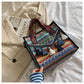 Ethnic Style Fringe Handbag, Bohemian Tassel Tote Bag, Geometric Pattern Shoulder Bag