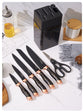 7pcs Kitchen Chef Knife Set Stainless Steel Carving Cheese Pizza Black Marble Coating Knife with Holder