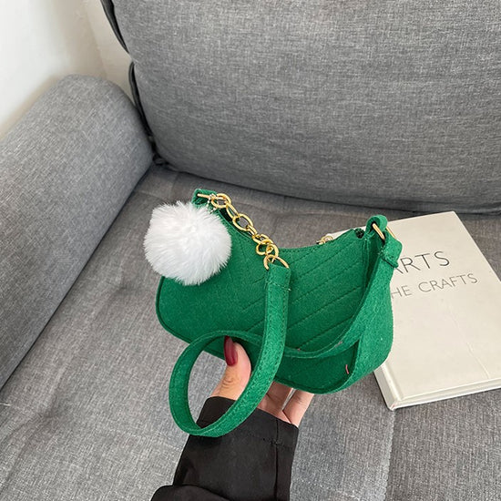 Shoulder Bag with Pompom